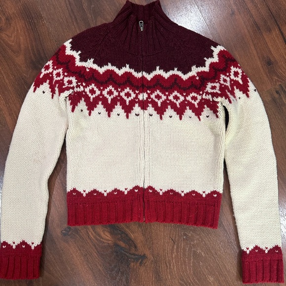 Abercrombie & Fitch Sweaters - Abercrombie & Fitch women's 100% Lambswool fair isle cardigan full zip Sz S